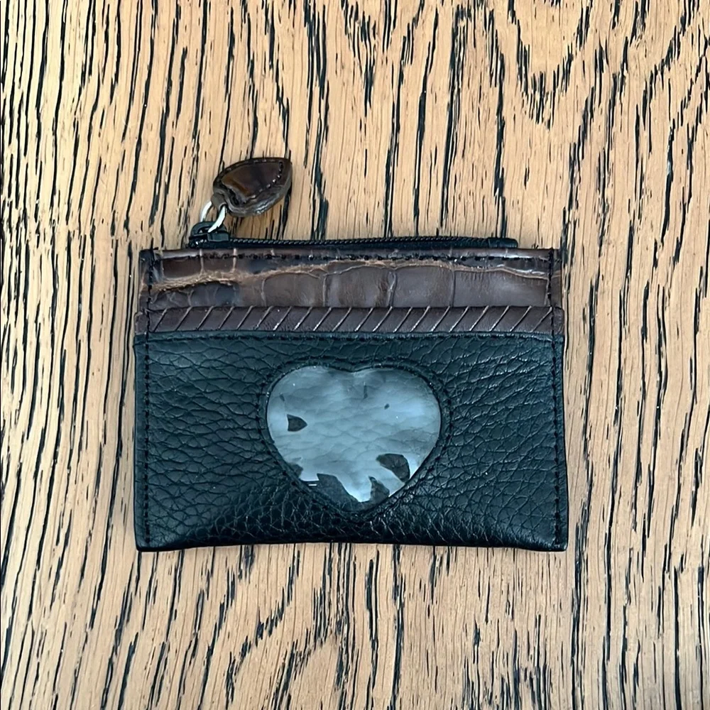 Vintage Brighton Black and Brown Heart Window Coin Pouch Card Holder